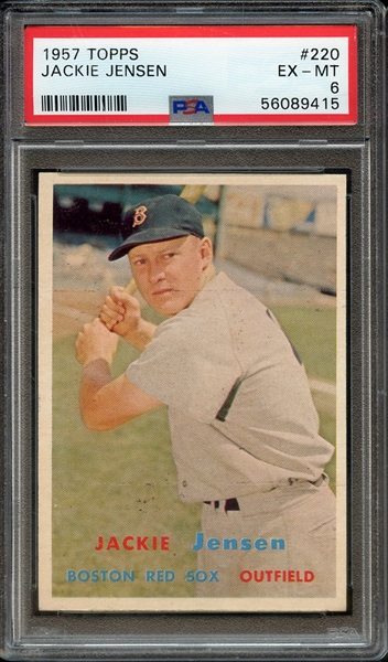 1957 TOPPS 220 JACKIE JENSEN PSA EX-MT 6