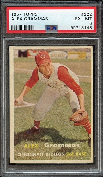 1957 TOPPS 222 ALEX GRAMMAS PSA EX-MT 6