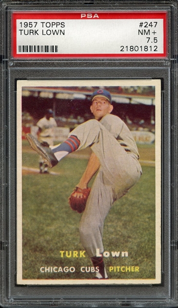 1957 TOPPS 247 TURK LOWN PSA NM+ 7.5