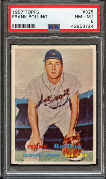 1957 TOPPS 325 FRANK BOLLING PSA NM-MT 8