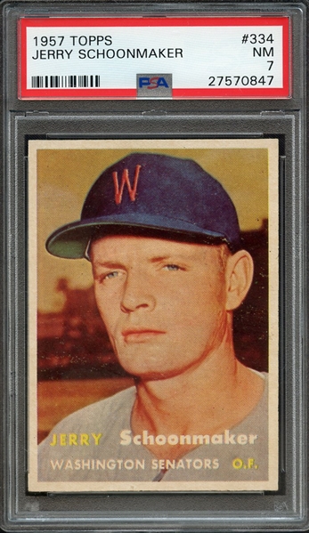 1957 TOPPS 334 JERRY SCHOONMAKER PSA NM 7