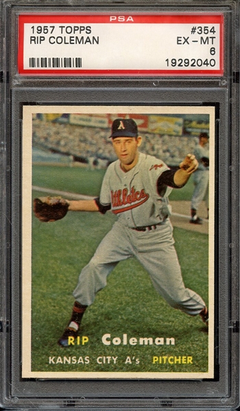 1957 TOPPS 354 RIP COLEMAN PSA EX-MT 6