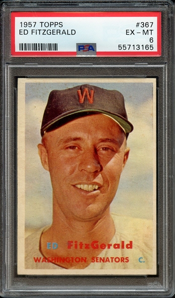 1957 TOPPS 367 ED FITZGERALD PSA EX-MT 6