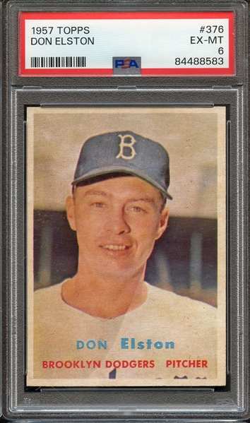 1957 TOPPS 376 DON ELSTON PSA EX-MT 6