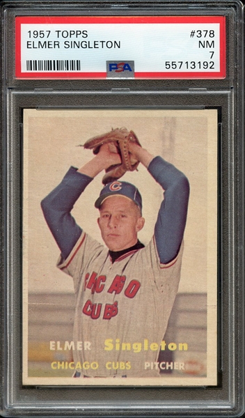 1957 TOPPS 378 ELMER SINGLETON PSA NM 7