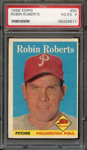 1958 TOPPS 90 ROBIN ROBERTS PSA VG-EX 4