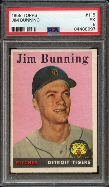 1958 TOPPS 115 JIM BUNNING PSA EX 5