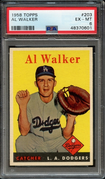 1958 TOPPS 203 AL WALKER PSA EX-MT 6