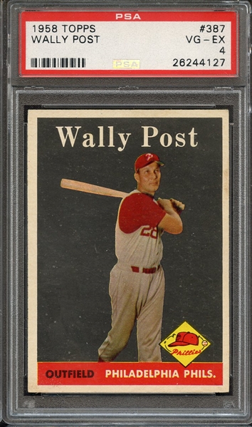 1958 TOPPS 387 WALLY POST PSA VG-EX 4