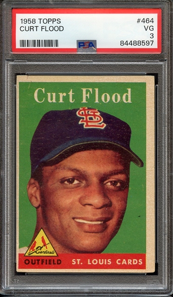 1958 TOPPS 464 CURT FLOOD PSA VG 3