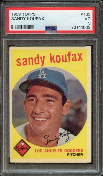 1959 TOPPS 163 SANDY KOUFAX PSA VG 3