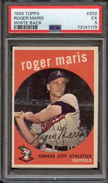 1959 TOPPS 202 WHITE BACK ROGER MARIS PSA EX 5