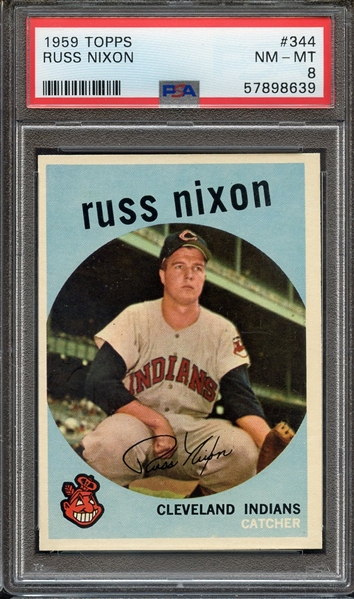 1959 TOPPS 344 RUSS NIXON PSA NM-MT 8