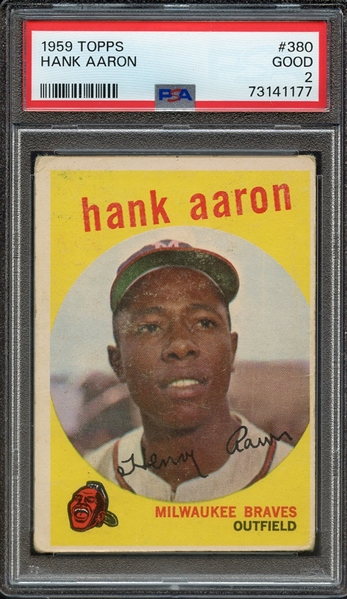 1959 TOPPS 380 HANK AARON PSA GOOD 2