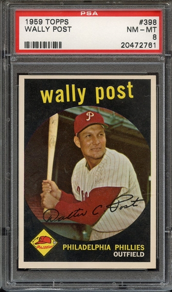 1959 TOPPS 398 WALLY POST PSA NM-MT 8