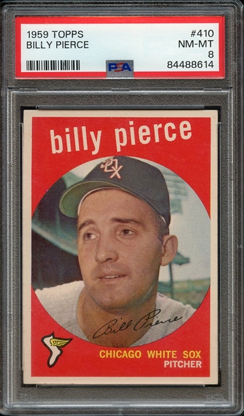 1959 TOPPS 410 BILLY PIERCE PSA NM-MT 8