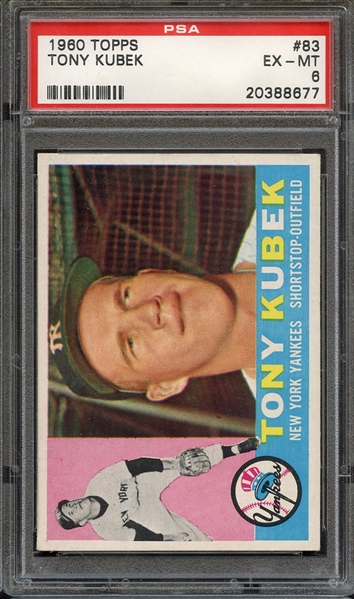 1960 TOPPS 83 TONY KUBEK PSA EX-MT 6