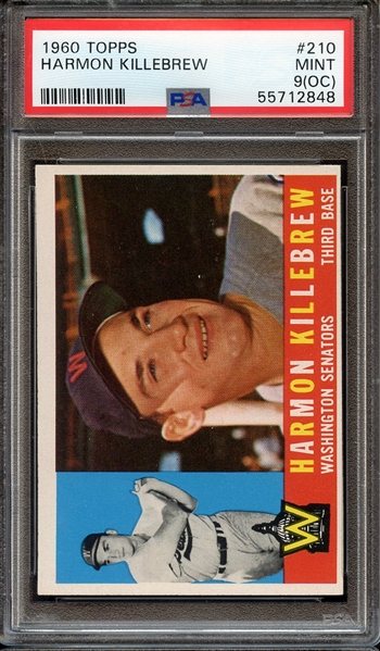 1960 TOPPS 210 HARMON KILLEBREW PSA MINT 9 (OC)