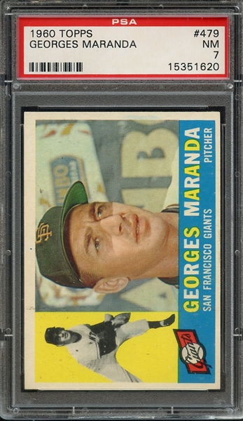 1960 TOPPS 479 GEORGES MARANDA PSA NM 7