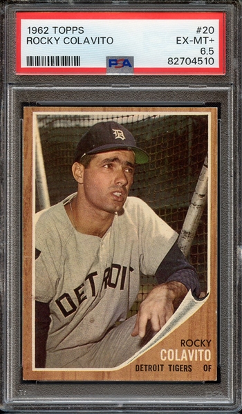 1962 TOPPS 20 ROCKY COLAVITO PSA EX-MT+ 6.5