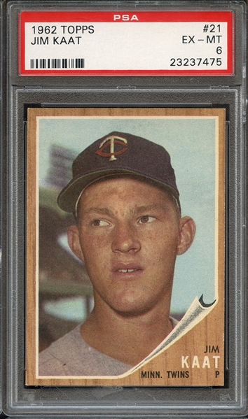 1962 TOPPS 21 JIM KAAT PSA EX-MT 6