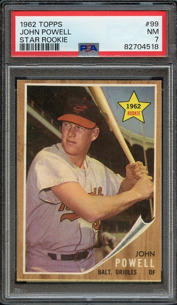 1962 TOPPS 99 STAR ROOKIE JOHN POWELL PSA NM 7