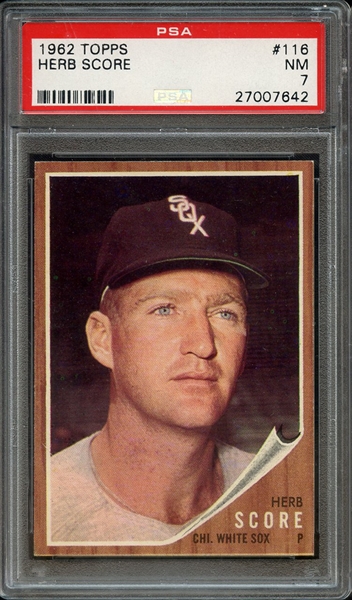 1962 TOPPS 116 HERB SCORE PSA NM 7