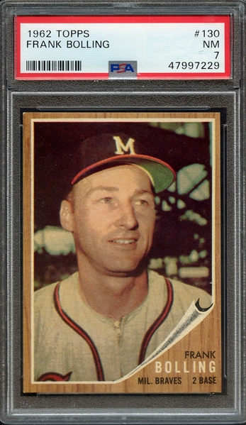 1962 TOPPS 130 FRANK BOLLING PSA NM 7