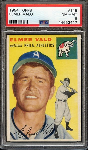 1954 TOPPS 145 ELMER VALO PSA NM-MT 8