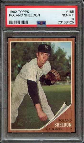 1962 TOPPS 185 ROLAND SHELDON PSA NM-MT 8