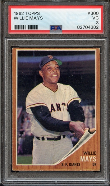 1962 TOPPS 300 WILLIE MAYS PSA VG 3