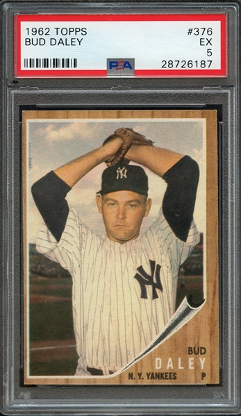 1962 TOPPS 376 BUD DALEY PSA EX 5