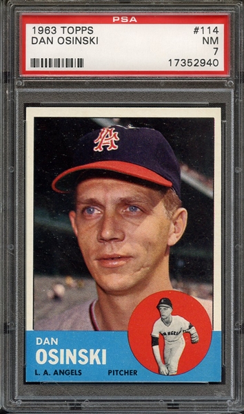 1963 TOPPS 114 DAN OSINSKI PSA NM 7