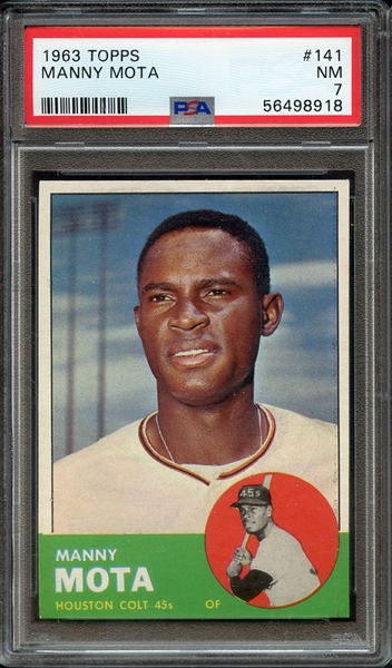 1963 TOPPS 141 MANNY MOTA PSA NM 7