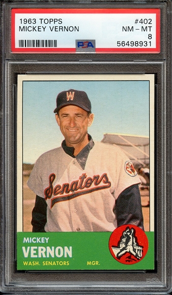 1963 TOPPS 402 MICKEY VERNON PSA NM-MT 8