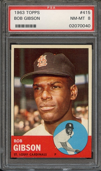 1963 TOPPS 415 BOB GIBSON PSA NM-MT 8