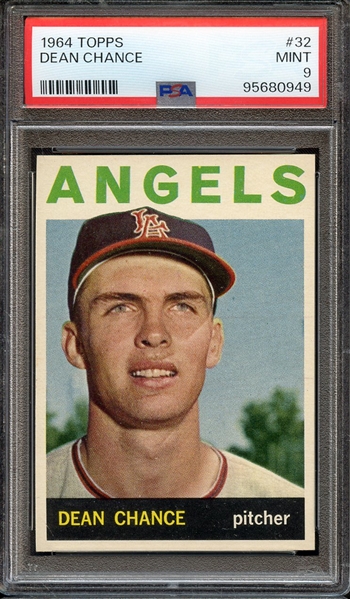 1964 TOPPS 32 DEAN CHANCE PSA MINT 9