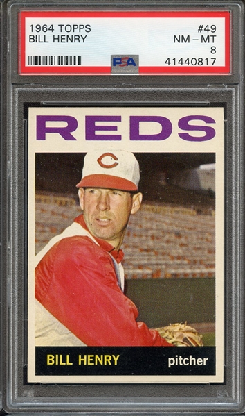 1964 TOPPS 49 BILL HENRY PSA NM-MT 8