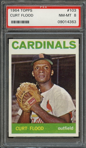 1964 TOPPS 103 CURT FLOOD PSA NM-MT 8