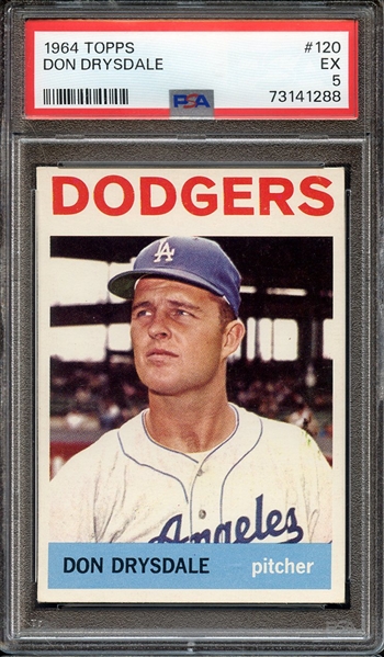 1964 TOPPS 120 DON DRYSDALE PSA EX 5