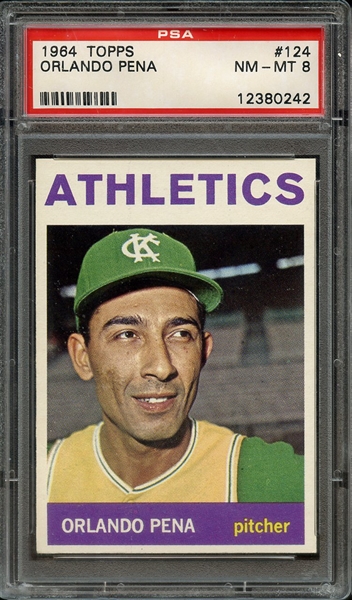 1964 TOPPS 124 ORLANDO PENA PSA NM-MT 8