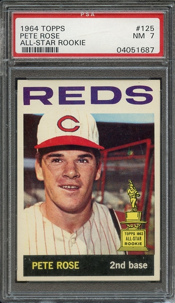 1964 TOPPS 125 ALL-STAR ROOKIE PETE ROSE PSA NM 7