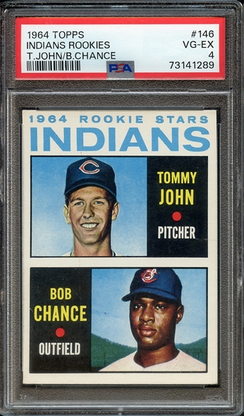 1964 TOPPS 146 T.JOHN/B.CHANCE INDIANS ROOKIES PSA VG-EX 4