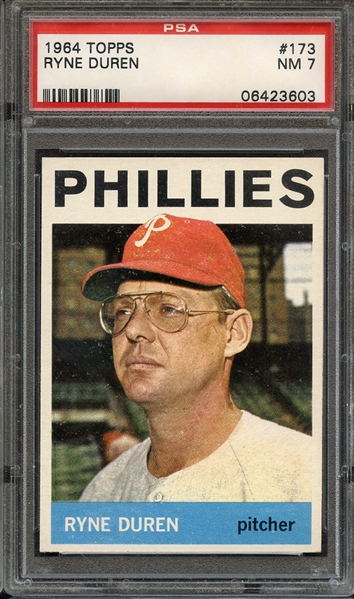 1964 TOPPS 173 RYNE DUREN PSA NM 7