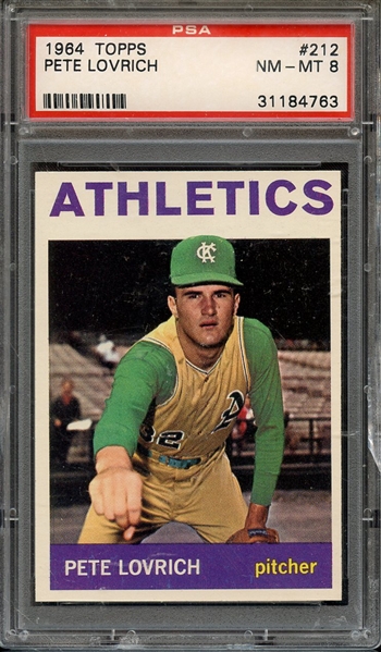 1964 TOPPS 212 PETE LOVRICH PSA NM-MT 8