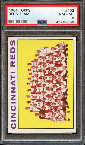 1964 TOPPS 403 REDS TEAM PSA NM-MT 8