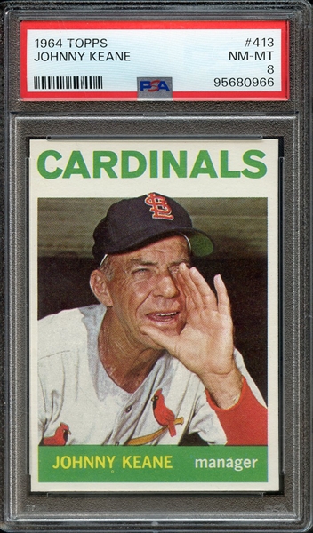 1964 TOPPS 413 JOHNNY KEANE PSA NM-MT 8