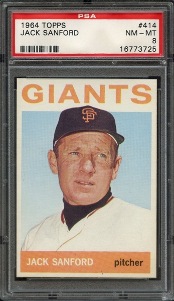 1964 TOPPS 414 JACK SANFORD PSA NM-MT 8