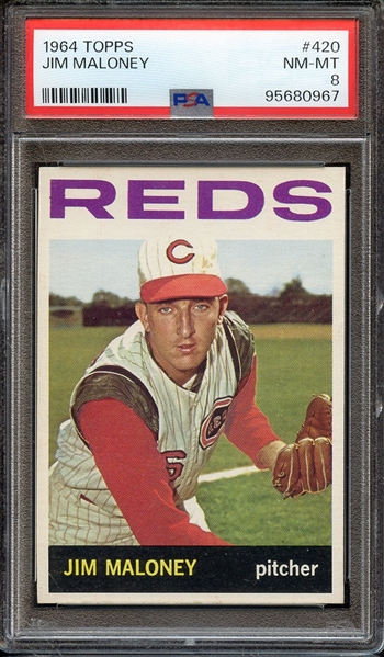 1964 TOPPS 420 JIM MALONEY PSA NM-MT 8