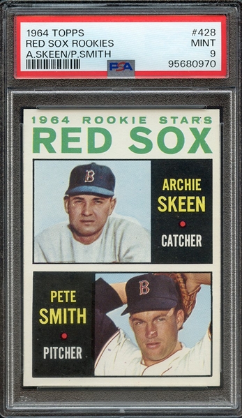 1964 TOPPS 428 A.SKEEN/P.SMITH RED SOX ROOKIES PSA MINT 9